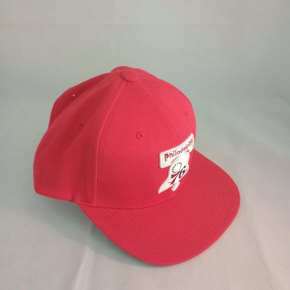 Philadelphia 76ers Hat Mitchell & Ness Red Snapback Adjustable HWC NBA Cap - Picture 2 of 6